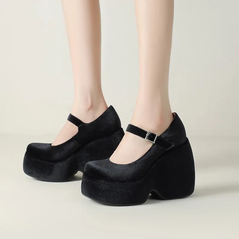 Spring/summer 2026 Suede High-heeled Shoes with Flat Platform and Platform and Ring Buckle Casual Shoes Size 33-43
