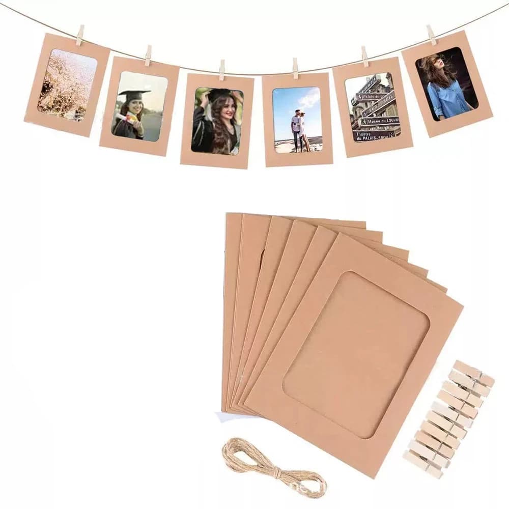 Runtowo 10 pezzi cornice di carta con clip, cornici per foto fai da te appese, bandiera per matrimonio, San Valentino, anniversario, festa di compleanno
