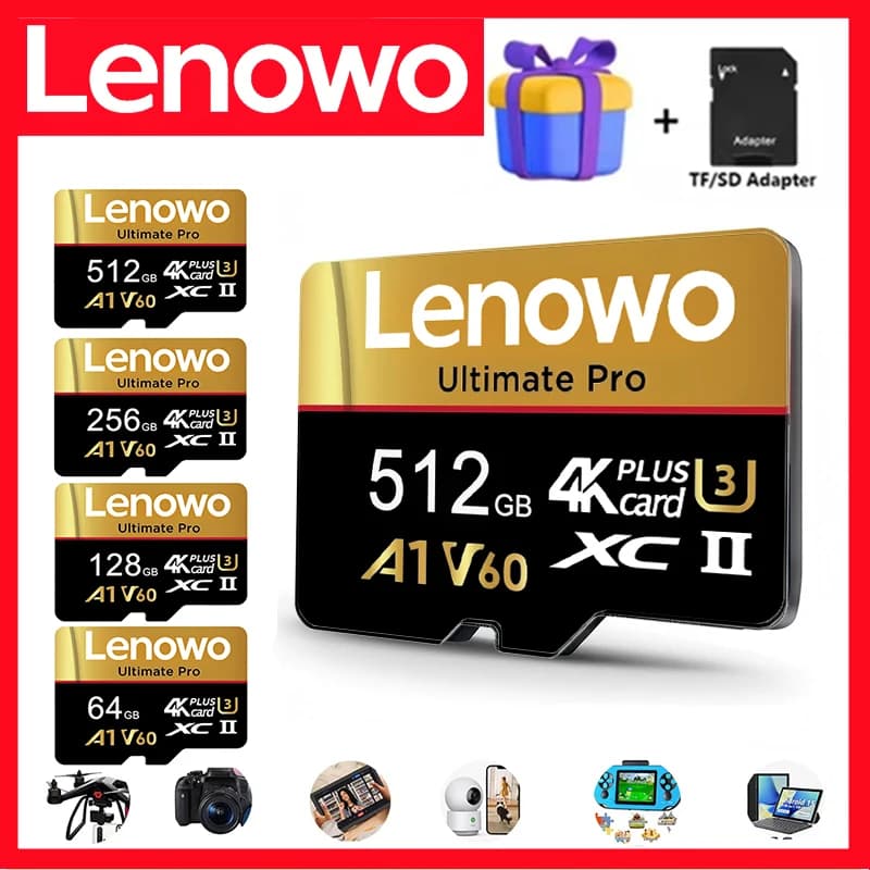 Durable Micro TF SD Card 512GB 128GB 16GB 64GB Memory Card SD Cards TF Cards Class 10 U3 for Smart TV/E-Reader/Tablet