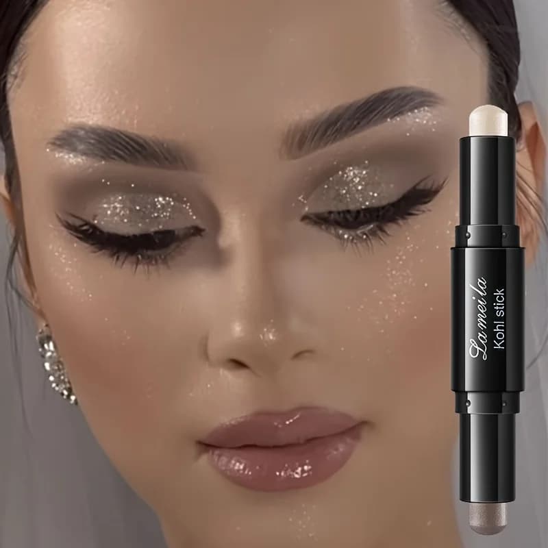Ombretto a doppia testa Stick colorato luccicante marrone crema occhi altamente impermeabile ombretto matita trucco cosmetico a lunga durata