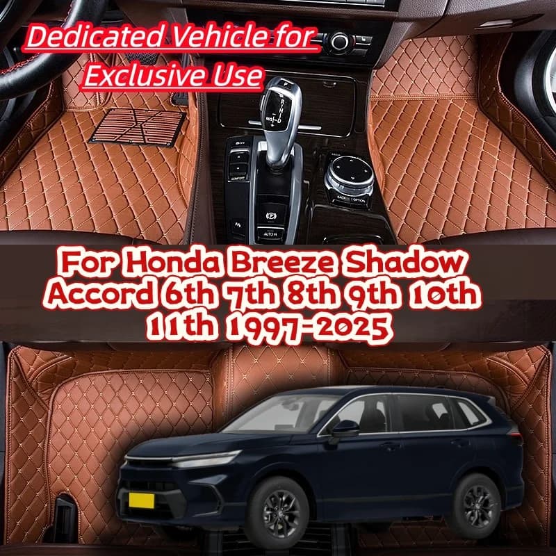 Car Floor Mats Custom Leather For Honda Breeze Shadow Accord 6th 7th 8th 9th 10th 11th 1997-2025 Car Interior Accessories