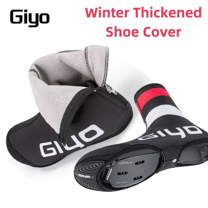 GIYO Scarpe da equitazione invernali Coperture calde Pile ispessito Antivento Resistente all'usura Coperture universali Attrezzatura da ciclismo per sport all'aria aperta