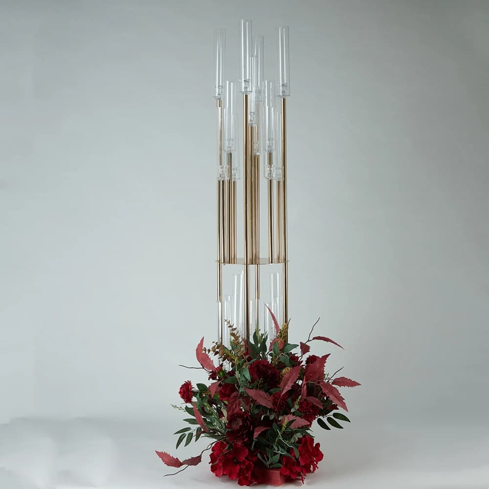 5 pezzi) Candelabri in metallo Candelabri Portacandele in acrilico Supporti Centrotavola da tavolo Vasi di fiori Piombo stradale Decorazione del partito