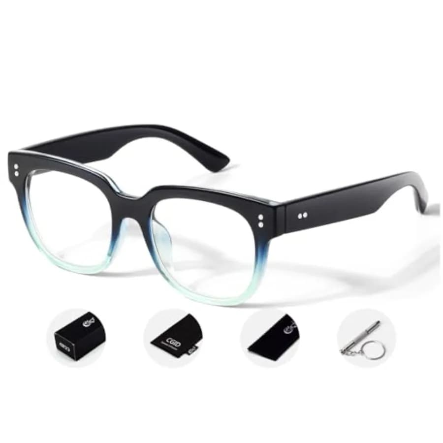 CGID Oversized Clear Lens Fake Glasses Women Men, 100% UV400 Protect, Tick Big Square Frame Fas Eyeglasses