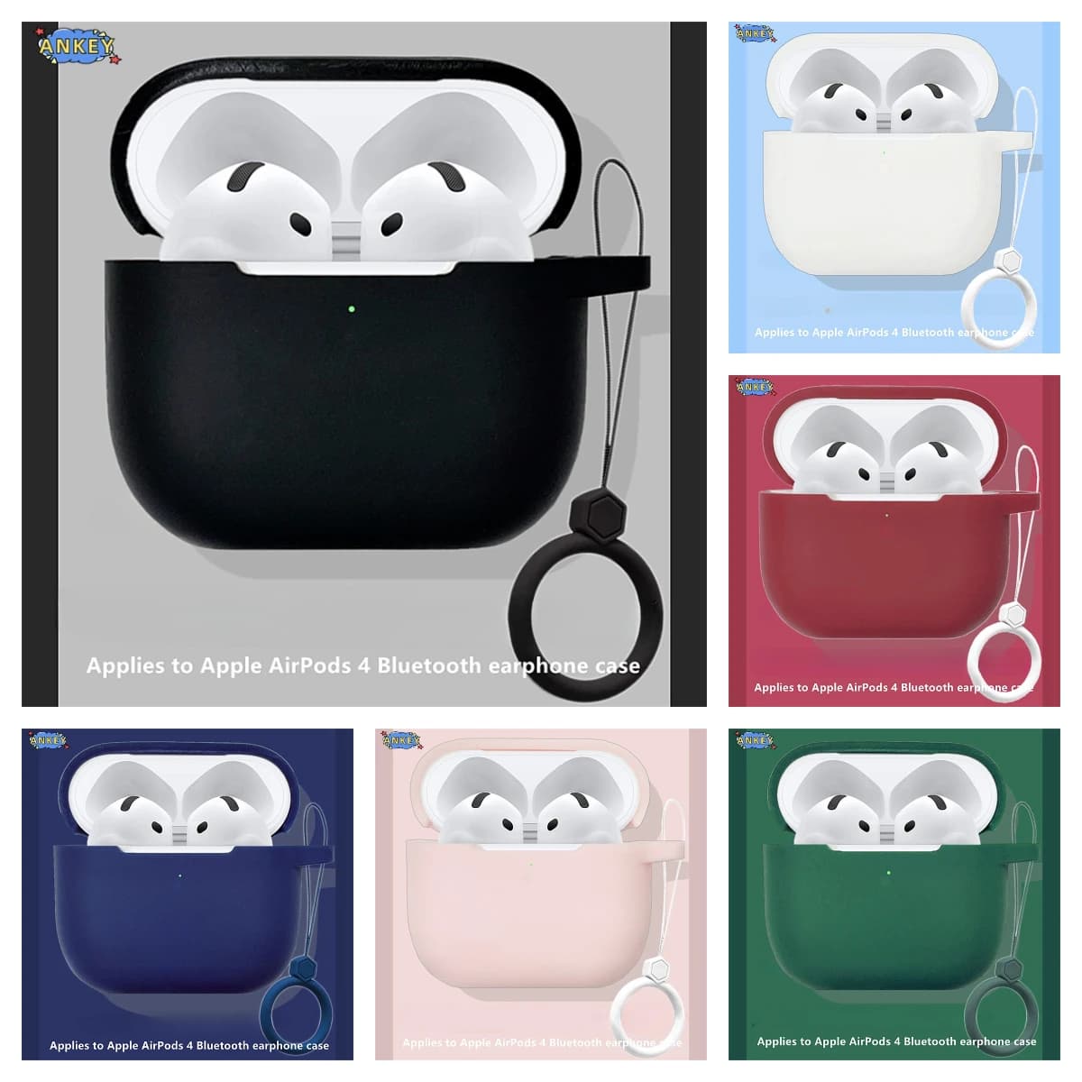 Cover for Apple AirPods 4 ANC Protective Cover AirPods4 Bluetooth Wireless headphones in Silicone Soft Anti-Close