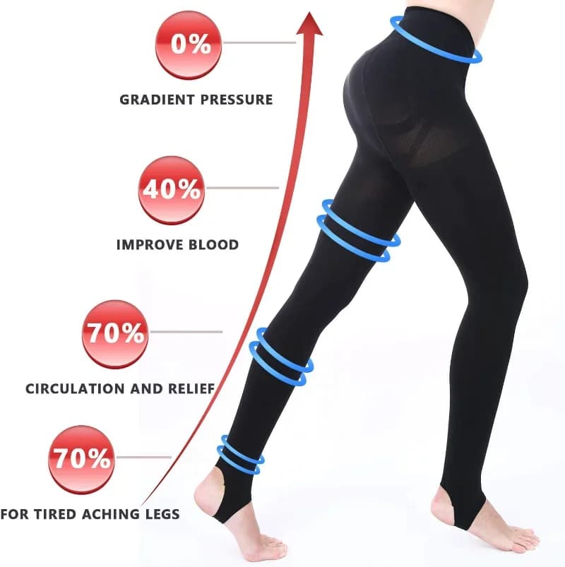 Collant a compressione dimagrante 15-20mmHg Supporto solido opaco Calze a compressione graduate mediche per supporto edema