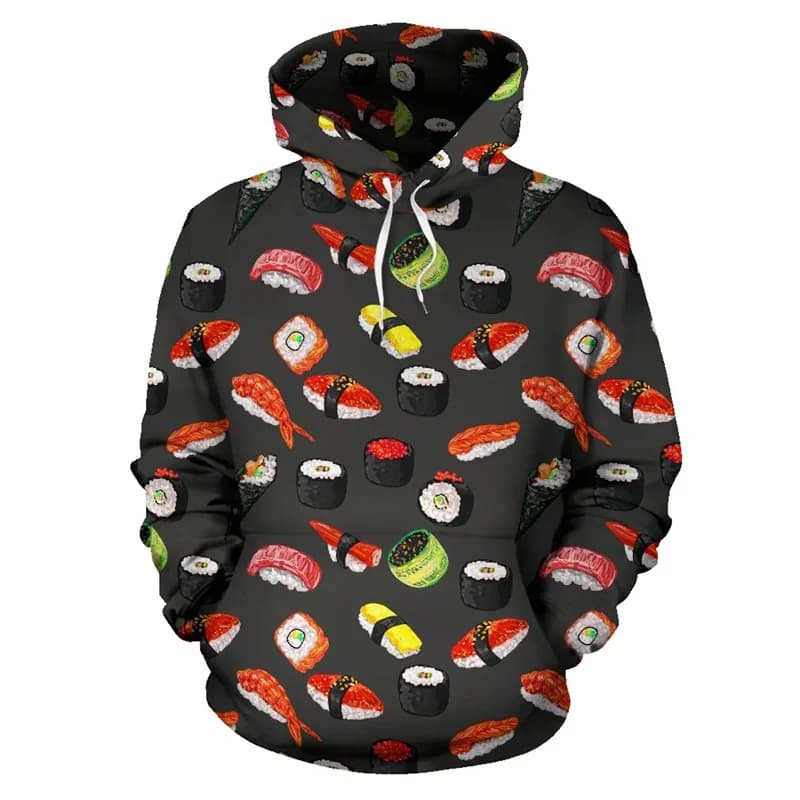Nice Sushi 3D Printing felpe con cappuccio per uomo Nigiri Sushi Graphic Hooded Hoody Kid Funny Streetwear felpa con cappuccio donna pullover top