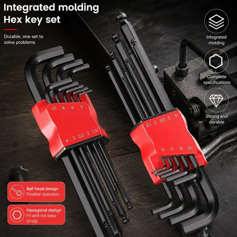 Universal Torque Length Metric Allen Wrench Set With Socket, Portable For Motorcycle And Bicycle Disassembly Or Home Assembly.