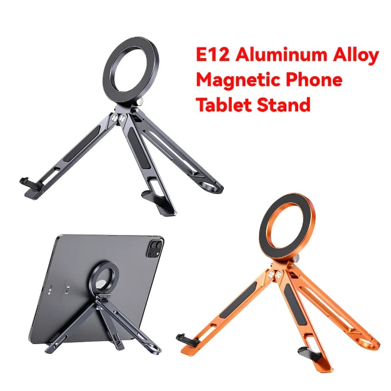 Supporto Magnetico per Telefono e Tablet, Pieghevole e Portatile in Lega di Alluminio, Asta Selfie e Treppiede per iPhone e iPad