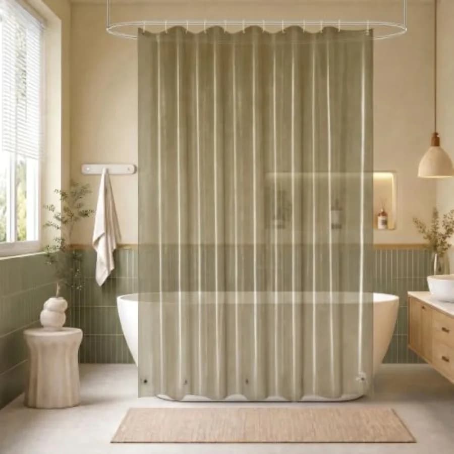 Waterproof Brown Plastic Shower Curtain with 5 Bottom Magnets, 4G PEVA Shower Curtain Liner for Bathroom 72x72 Inch