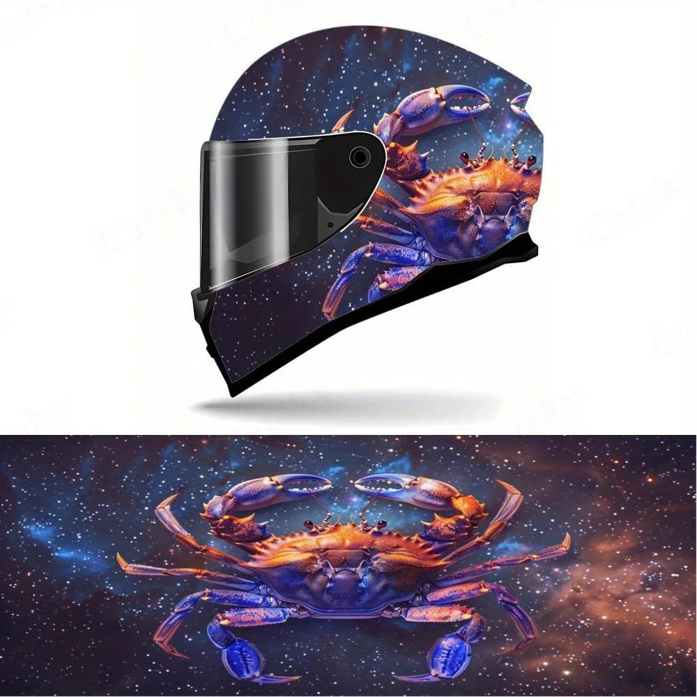 Decalcomanie per casco integrale Celestial Crab - PVC resistente e impermeabile, adesivo estetico autoadesivo per casco da corsa per moto,