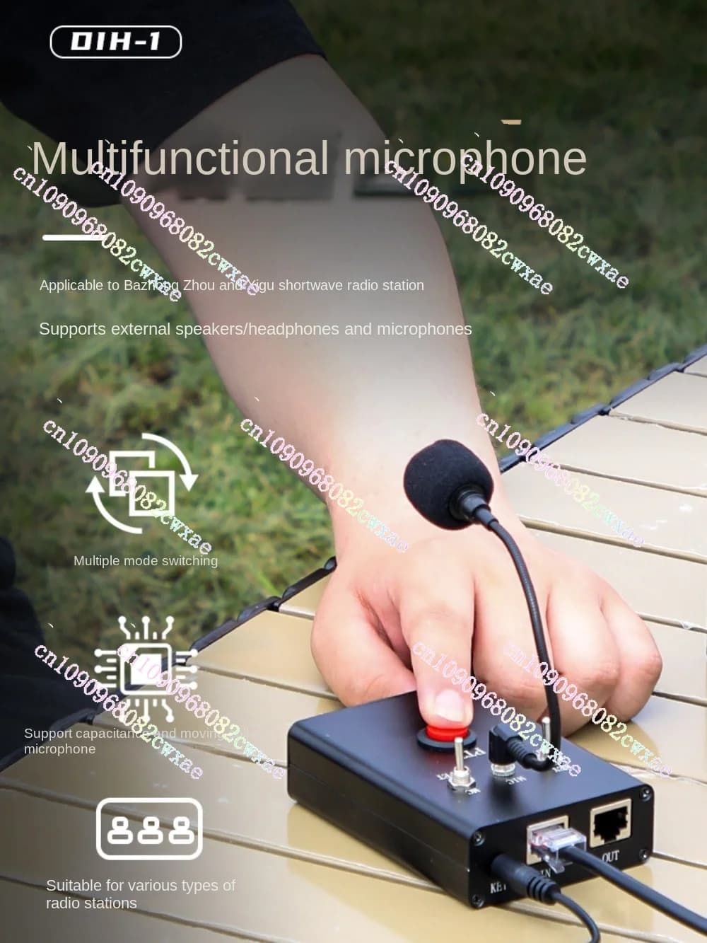 Microfono multifunzione DIH-1 per Yaesu e Xiegu Radio a onde corte CW Key Microfono PTT Supporto Altoparlante esterno/Cuffia
