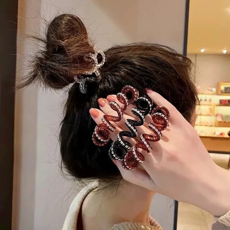 1pc filo telefonico fascia elastica per capelli strass cavo a spirale lucido elastico elastici per capelli accessori per donne ragazze bambino