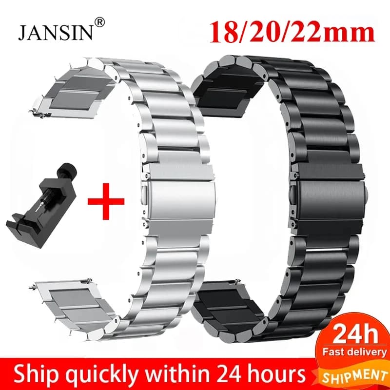 Cinturino per orologio da 18mm 22mm 20mm per Samsung Galaxy Watch 7/6/5/4/3 S3 Active2 Huawei Watch GT 6 Pro GT5 GT4 GT3 2 cinturino in acciaio inossidabile