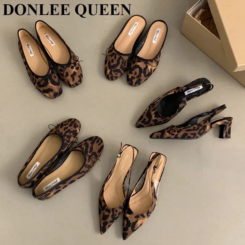Scarpe Basse da Donna 2026 Designer Lusso Nuova Moda Tacchi Eleganti Mule Sandali Slingback Casual Mocassini Leopardati Donna