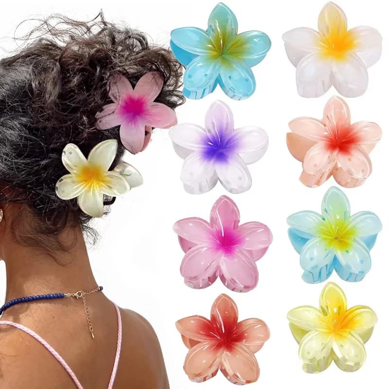New hair clips faded Hawaiian Hair claws with women flowers Shark for shark Hair accessories beach style hairpins for vacation