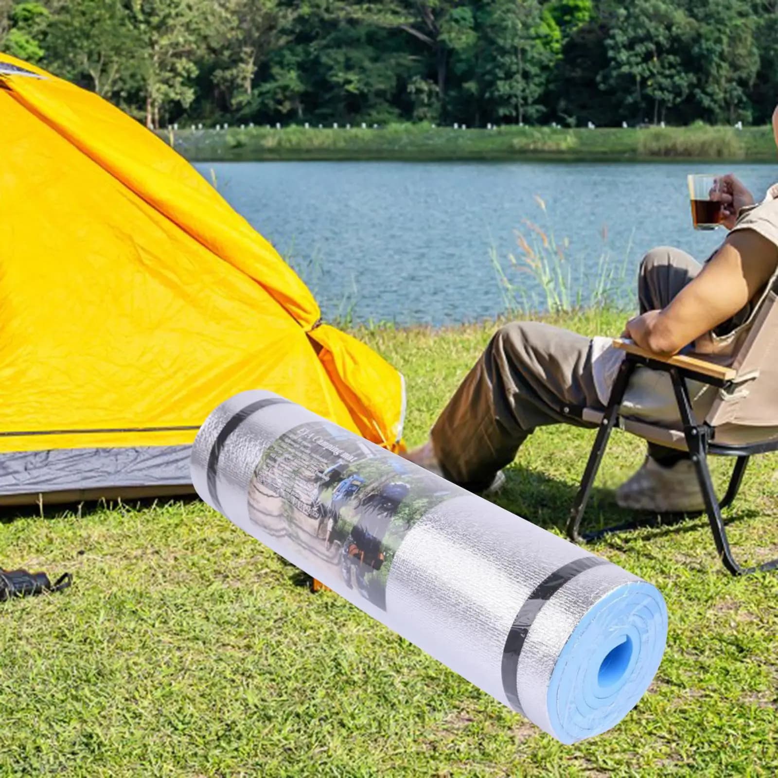 Tappetino in schiuma EVA multiuso 180x50 cm, tappetino da campeggio morbido antiscivolo, tappetino da yoga impermeabile per escursioni all'aperto e picnic