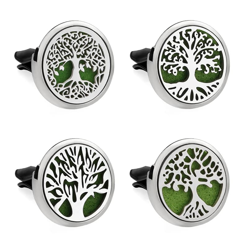 Green Life Tree Hollow Genealogical Tree Aromatherapy Car Scent Diffuser Stainless Steel 30mm Deodorant Measuring Car Clips