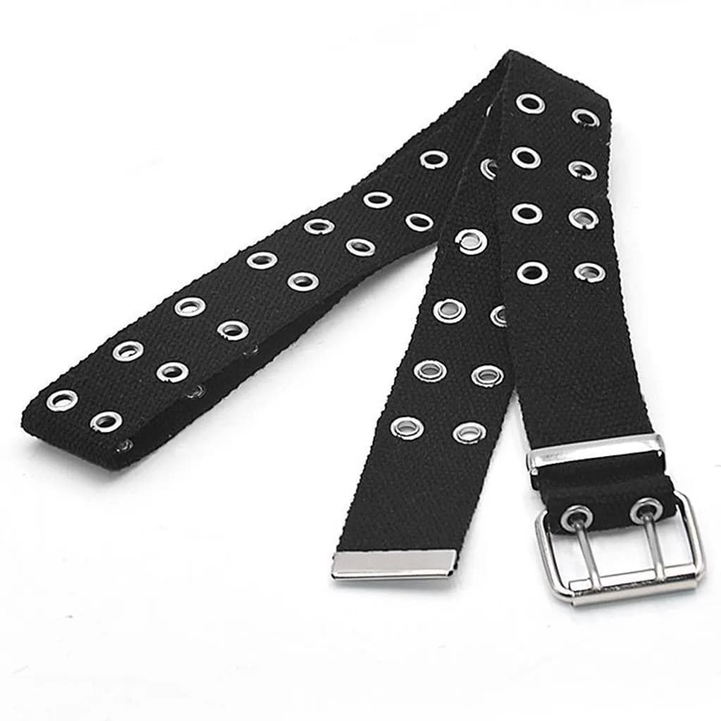 Cintura in metallo nero stile Harajuku casual con anello, per uomo e donna, accessori moda in tela per vestiti