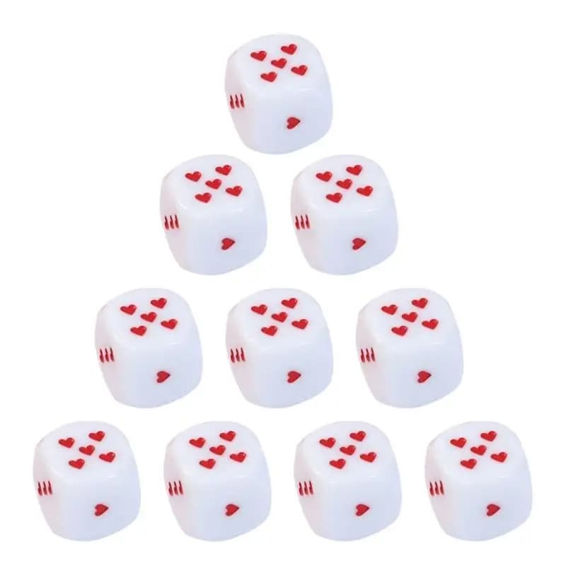 652F Gioco da gioco Blocco quadrato a forma cuore Festa Famiglia Giocattolo Dadi Piccoli dadi colorati in acrilico a sei Cubi