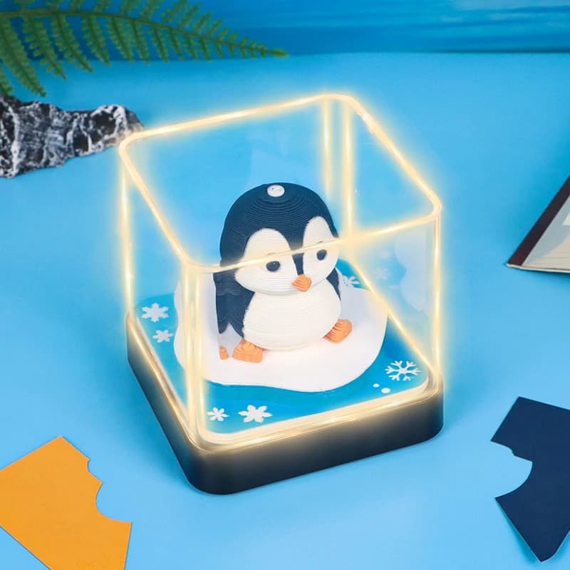 Omoshiroi Block Blocco note 3D Mini Pinguini Blocco note 3D Note adesive Blocco note 3D Nota carina Arte carta Regalo di compleanno di Natale