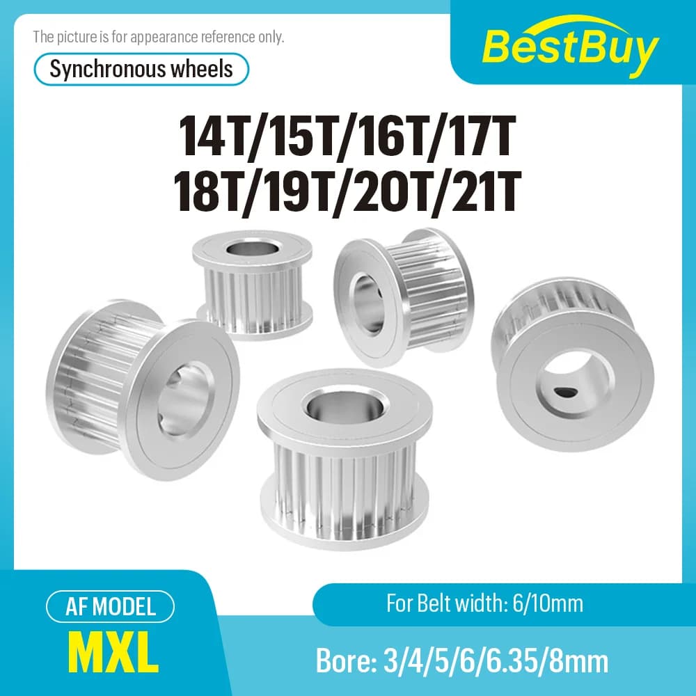 AF Type 14T/15T/16T/18T/19T/20T/21 Teeth MXL Timing Pulley Bore 3/4/5/6/6.35/8mm for 6/10mm Width Belt Used In Linear Pulley
