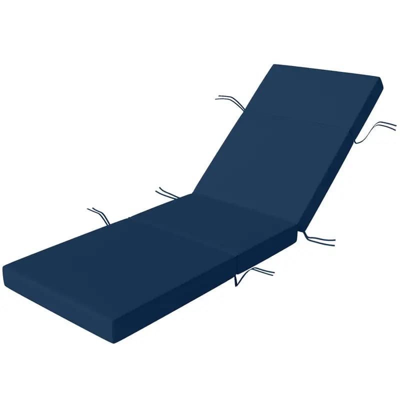 Cuscino per chaise longue, cuscini per sedie da esterno spessi 4 pollici con lacci per patio, 26 x 80 pollici, blu navy