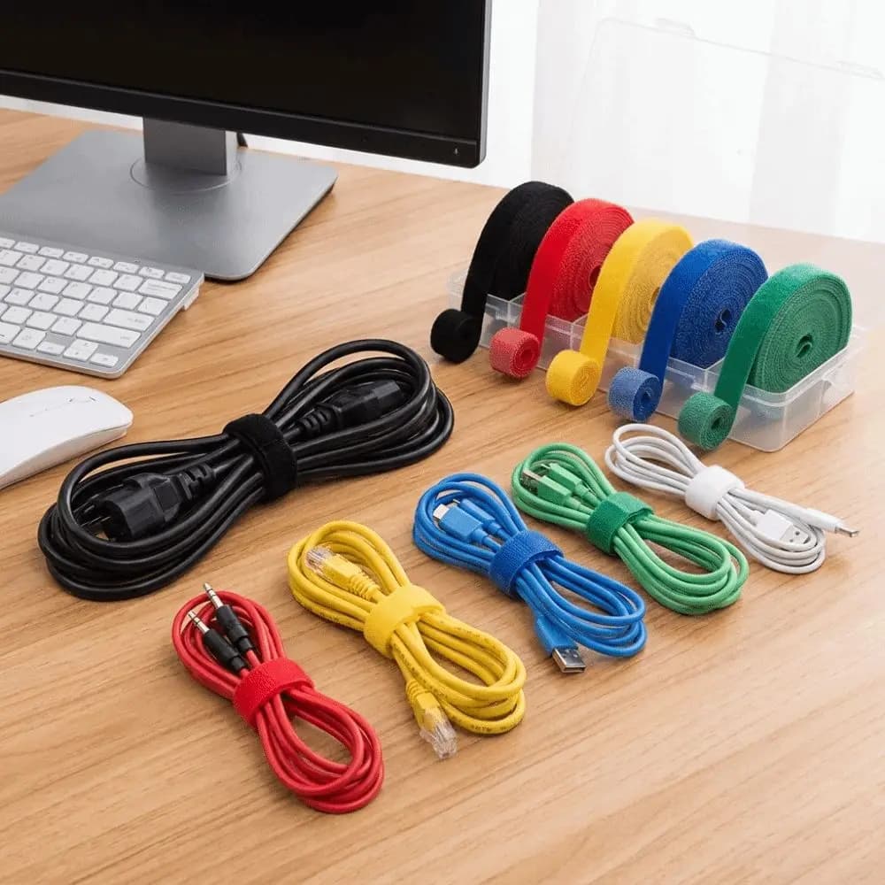 10M/Roll Fastening Tape Cable Ties 10/12/14.5/20mm Reusable Green Garden Tape Free Cut Self-Adhesive Cord Organizer