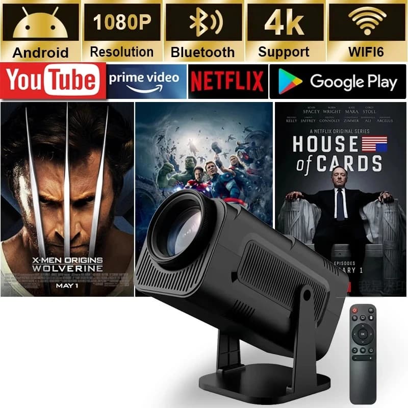 2025 4K Android 11 Projector Native 1080P 390ANSI HY320 mini Dual Wifi6 BT5.0 1920*1080P Cinema portable Projetor upgrated HY300