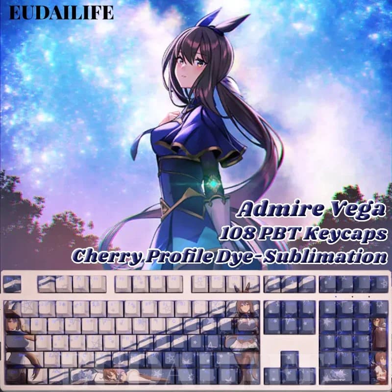Admire Vega 108 Keycap Uma Musume Pretty Derby PBT Sublimation of dyeing Light Transmission Switch Cover Mechanical Keyboard Gift