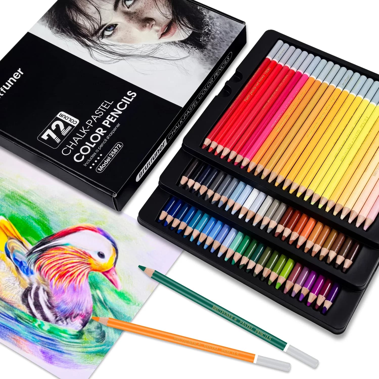 Pro Chalk-Pastel Color Pencils,Set of 24/72 Colors,Color Charcoal Pencils for Drawing, Blending, Sketching,Shading,Art Supplies
