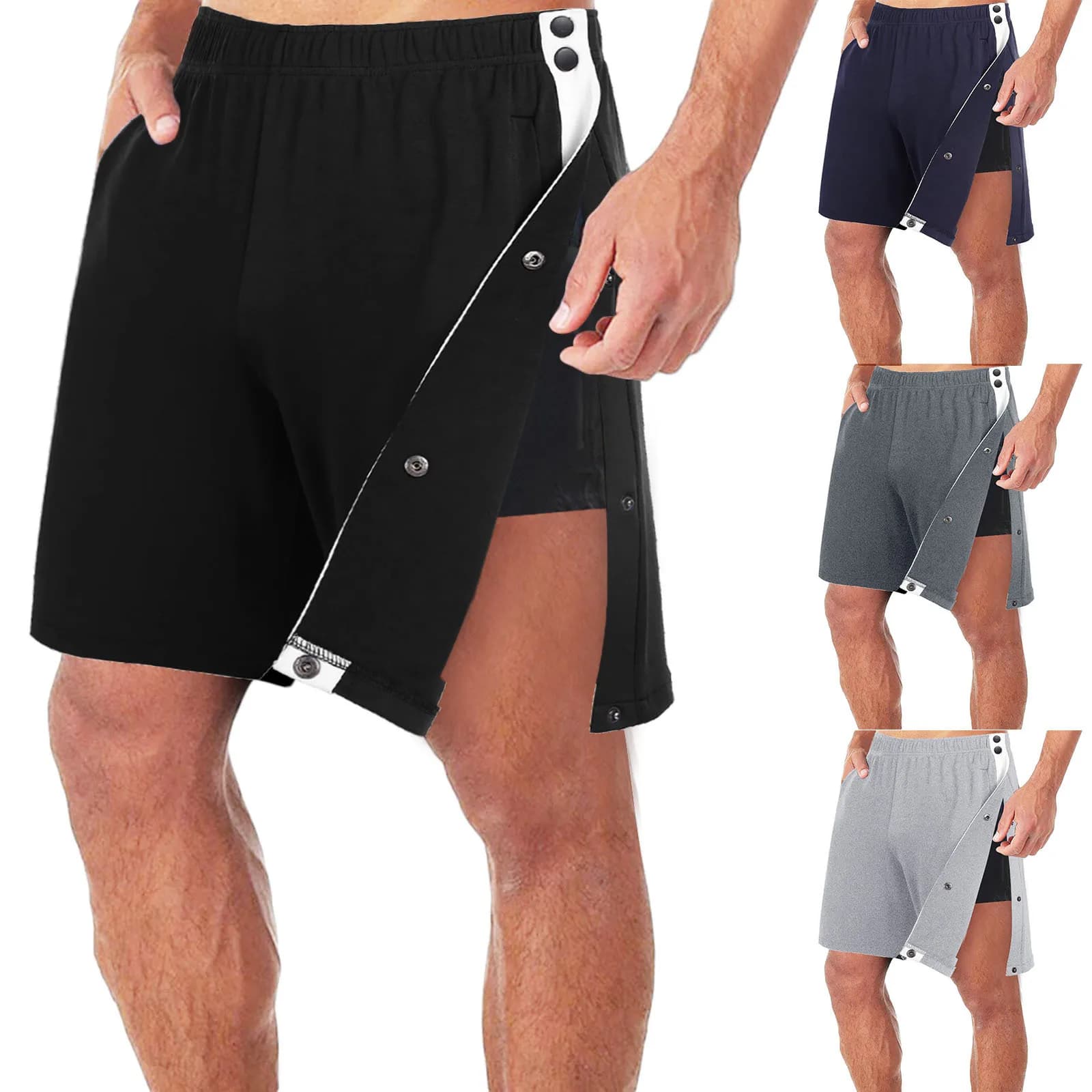 Basketball Side Full-breasted Men's Pants Shorts Trend Loose Casual Sports Spring And Summer Training Pants Casual Versatile