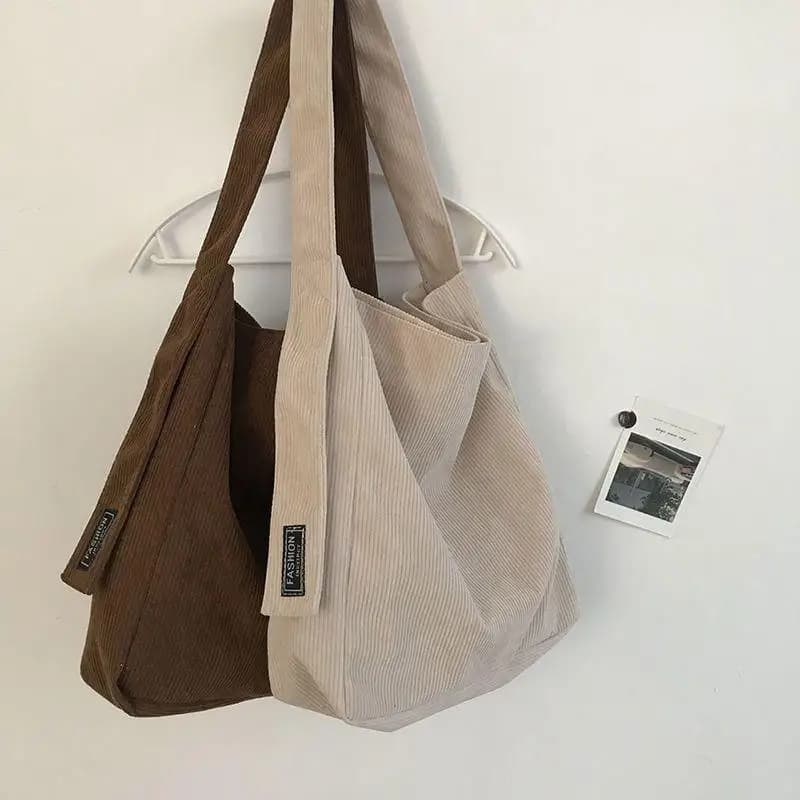 Borsa shopper a tracolla grande in velluto a coste Borse da donna in tela di cotone alla moda Borse per la spesa Borse da donna Borse da viaggio riutilizzabili