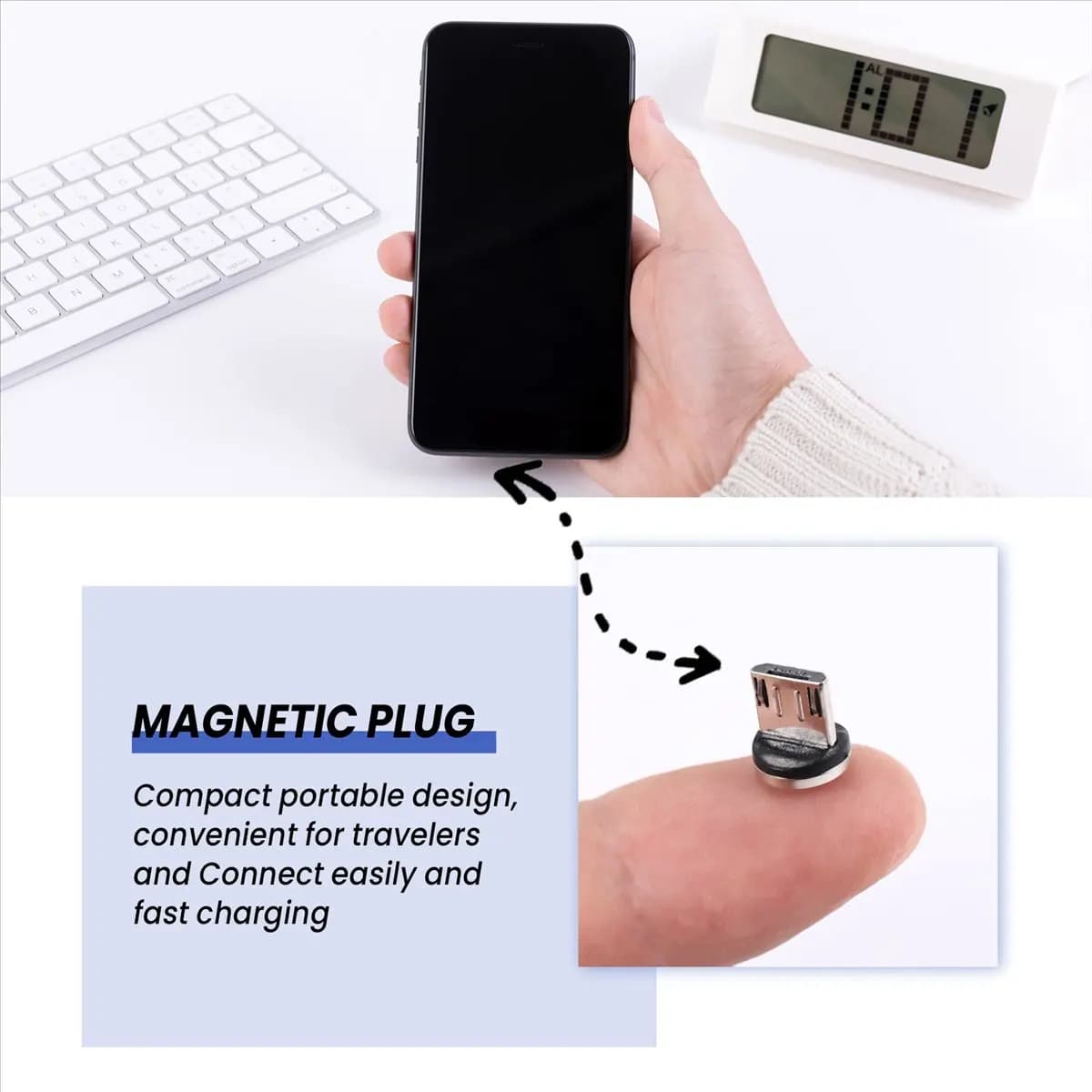 A64I Round Magnetic Cable Spine for Android Phone Plug for Magnetic Charger Adapter Micro-USB Fast Charging Adapter