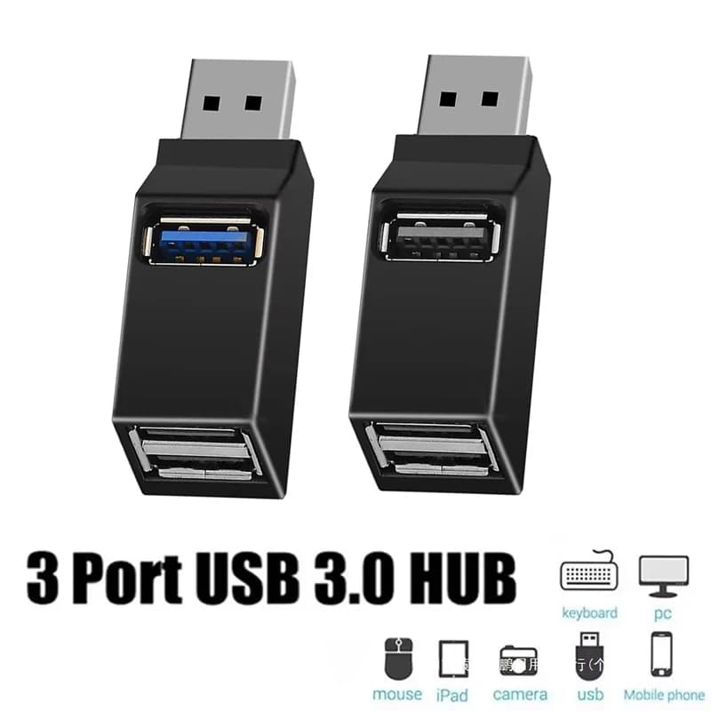 Adattatore HUB USB 3.0, Mini Splitter USB, Box di Estensione a 3 Porte ad Alta Velocità per PC, Laptop, Lettore di Schede USB, Docking Station, Convertitore Hub USB