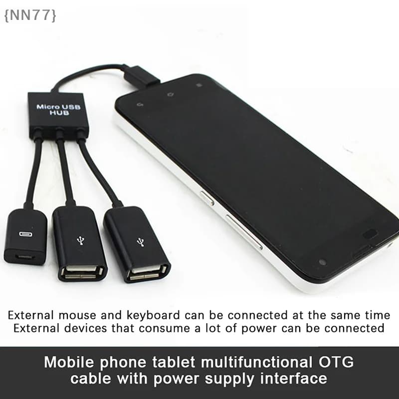 Hub Micro USB 2.0 a 4 Porte 4-IN-1 con Cavo Adattatore di Alimentazione OTG per Telefoni Android, Tablet e PC