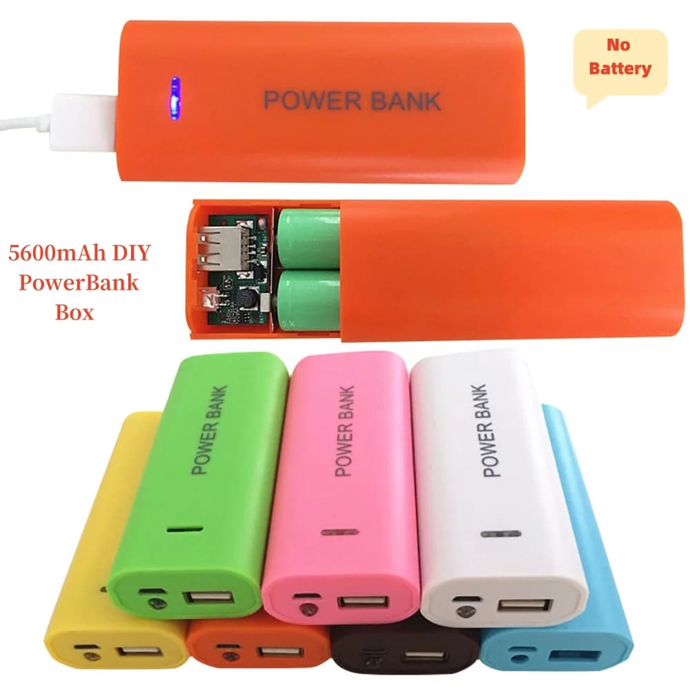 5600mAh 2*18650 USB Power Bank Box 5V Supporto batteria fai da te Saldatura Custodia caricabatterie gratuita per la ricarica del telefono senza batteria