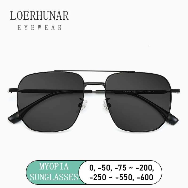 Retro Fashion Ultra Light Pure Titanium Double Beam Myopia Sunglasses Personality Outdoor UV400 Men's and Women's SUN GLASSES