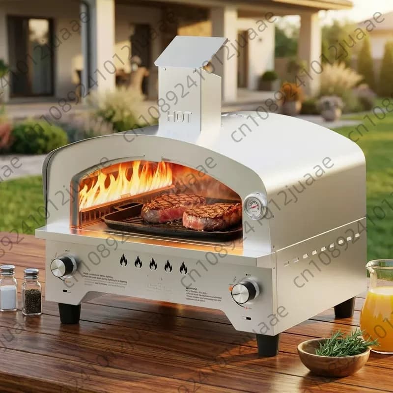 Outdoor Gas Oven with Automatic Rotating Stone Portable Propane Pizza Oven