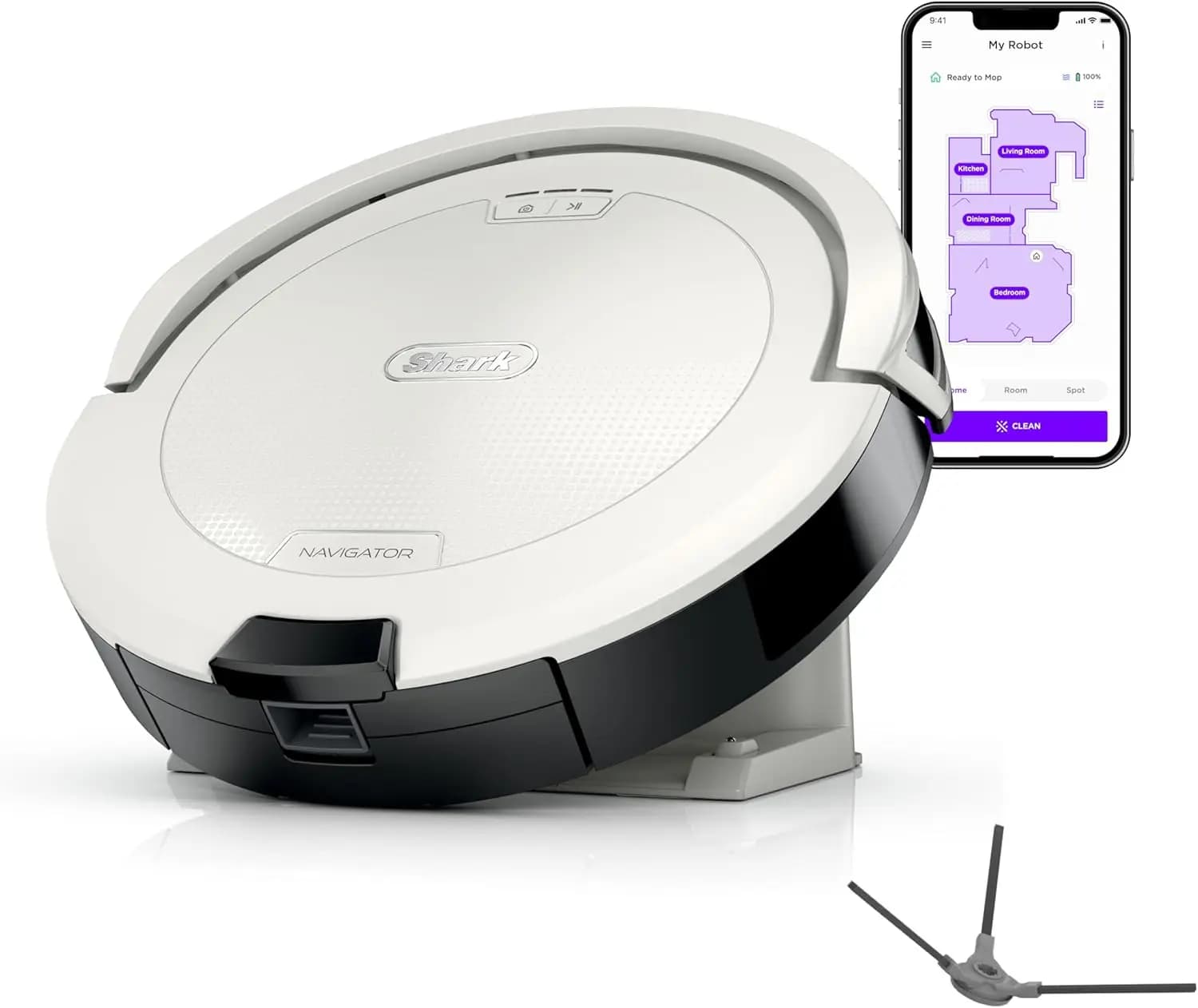 Robot aspirapolvere SmartPath Navigation con spazzola autopulente, potente aspirazione per tappeti e pavimenti duri, modello bianco AV2120