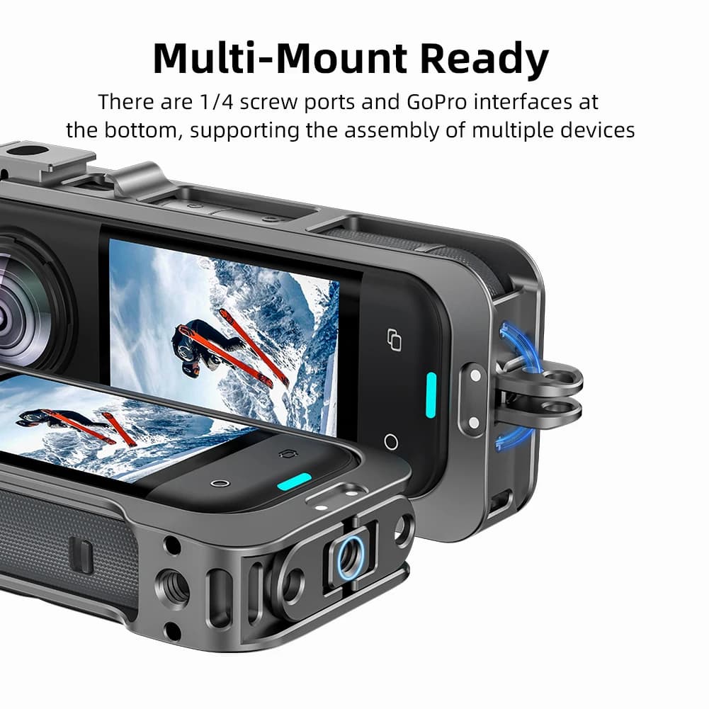 Protective Frame with Quick Hook Lens Protection, Rabbit Cage Sand and Cold Shoe Support for Insta360 X5 Camera Accessories