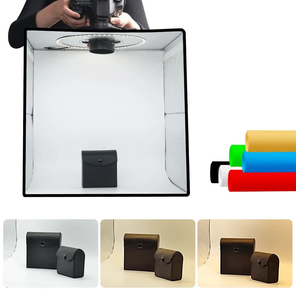 Lightdow Dimmable Photo Box LED Light Room Photo Studio Light Box Kit 120pcs LEDs 6 Backdrops for Photography Portable Folding