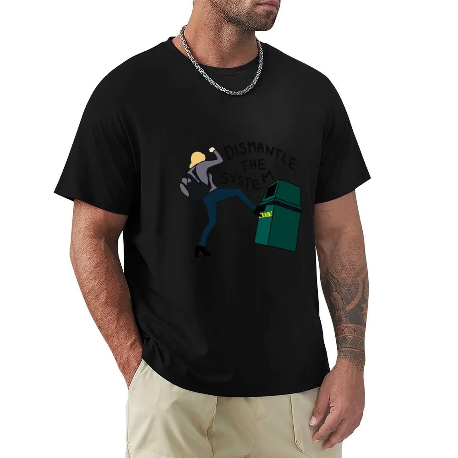 Britta Kicking a Greendale Trash Can T-Shirt Long Lasting Casual T-Shirt