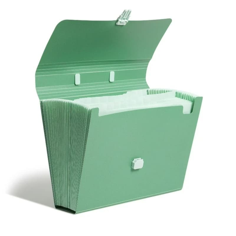 Cartella portadocumenti espandibile a fisarmonica, 26 tasche, verde e menta, formato Letter, 1 pezzo