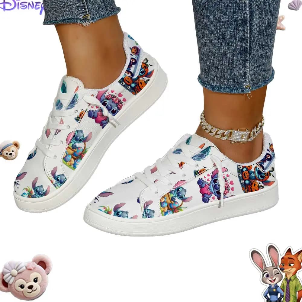 Sneakers basse da donna Disney Stitch con stampa natalizia - Calzature casual e carine