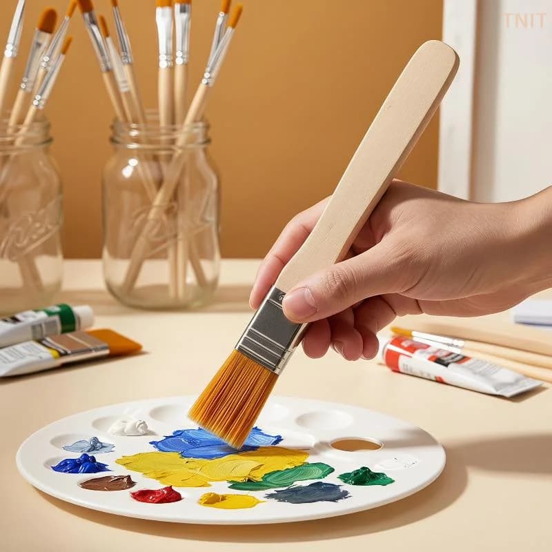 [J] 10Pcs Hair Painting Brushes Set Nylon Bristle Acrylic Oil Paint Brush Watercolor Drawing Art Supplies With Wood Handles