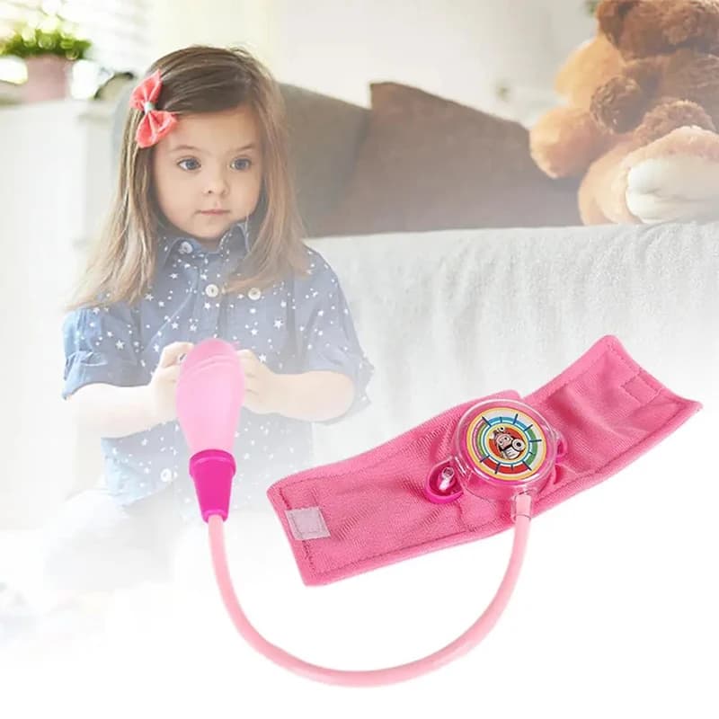 Set da Dottore per Bambini - Giocattolo Simulatore di Misuratore di Pressione Sanguigna, Kit per Esame Medico Finto, Regalo Educativo per Bambini
