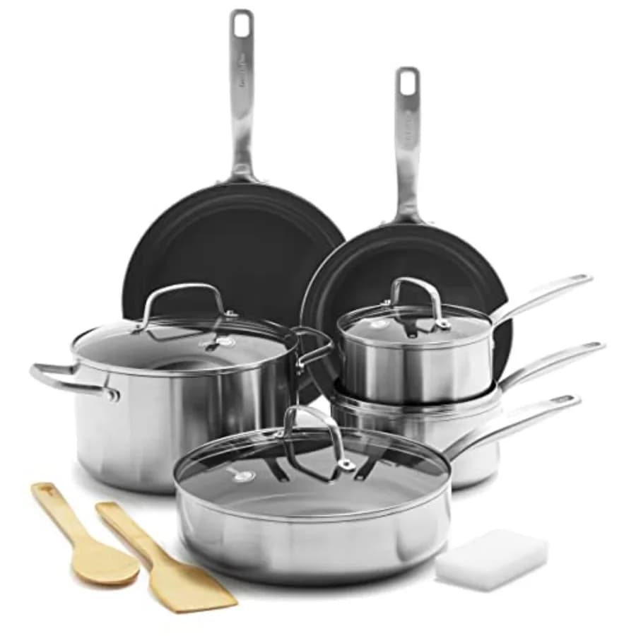 12 Piece TriPly Stainless Steel TriPly Set PFOA and PFASFree Sauce Pots for Multilayer Induction Frying