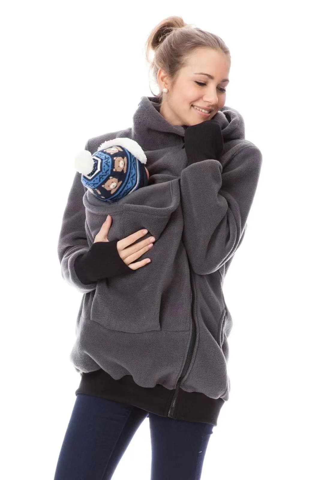 Vestiti premaman Baby Carrier Felpe con cappuccio Giacche Felpa Autunno Inverno Mamma Canguro Cappotti con cappuccio Capispalla Abbigliamento gravidanza