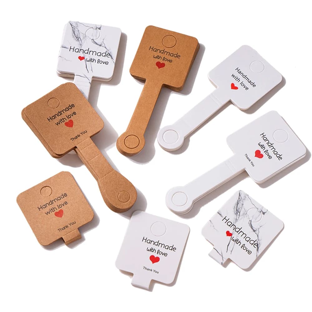 50 pz 4x10cm autoadesivo carta Kraft braccialetto collana gioielli appeso supporto per piccole imprese esposizione al dettaglio imballaggio